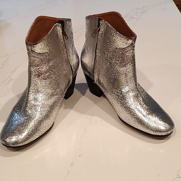 Isabel Marant Silver Metallic Dicker  Leather Ankle Boots - Picture 10 of 10
